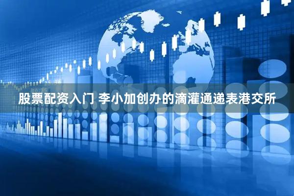 股票配资入门 李小加创办的滴灌通递表港交所