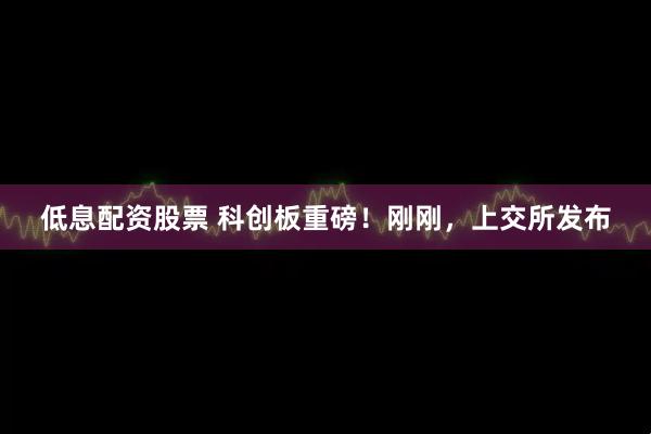 低息配资股票 科创板重磅！刚刚，上交所发布